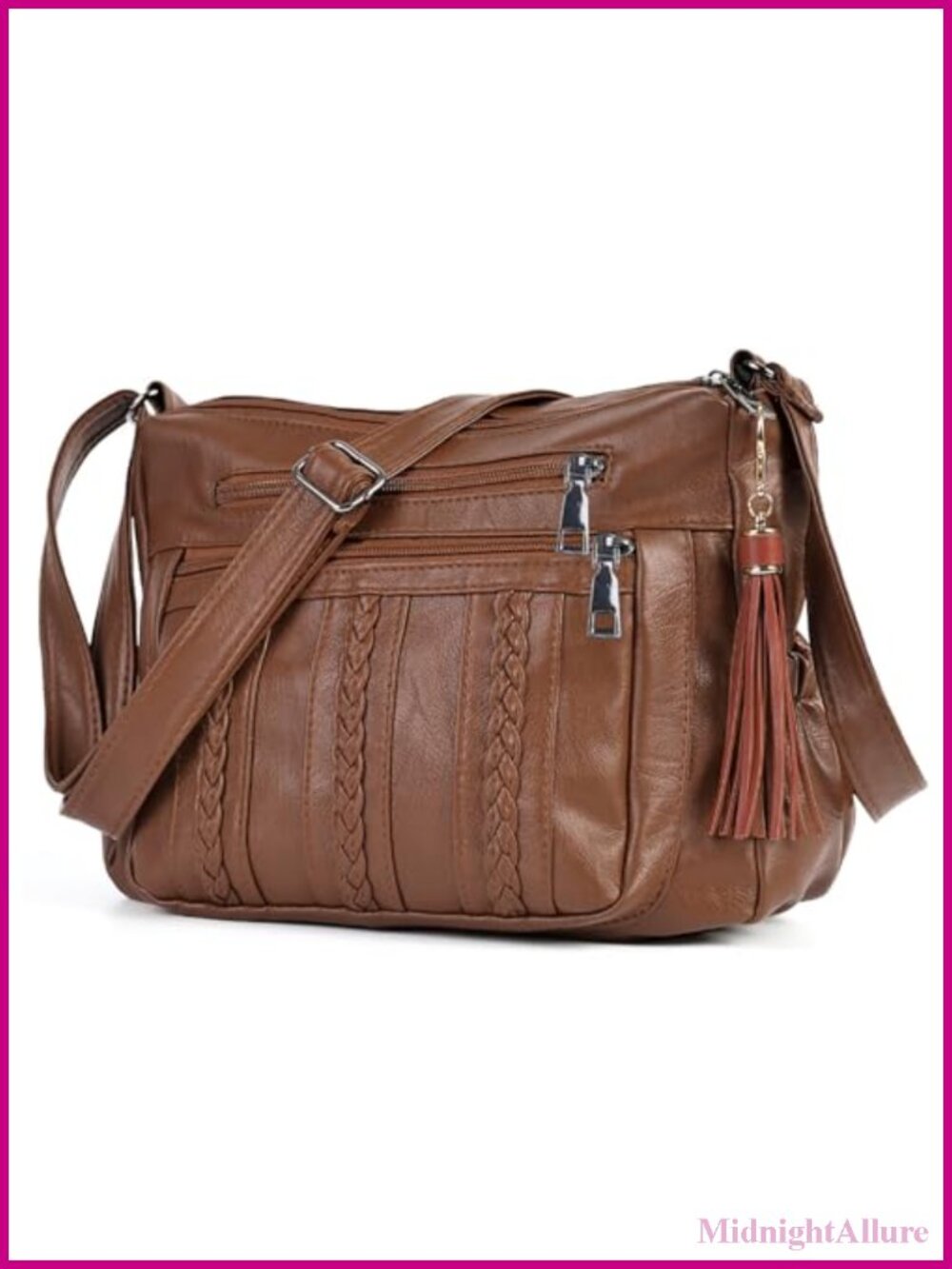 Soft PU Leather Women's Crossbody Bag Multi Pocket Shoulder Purse Everyday